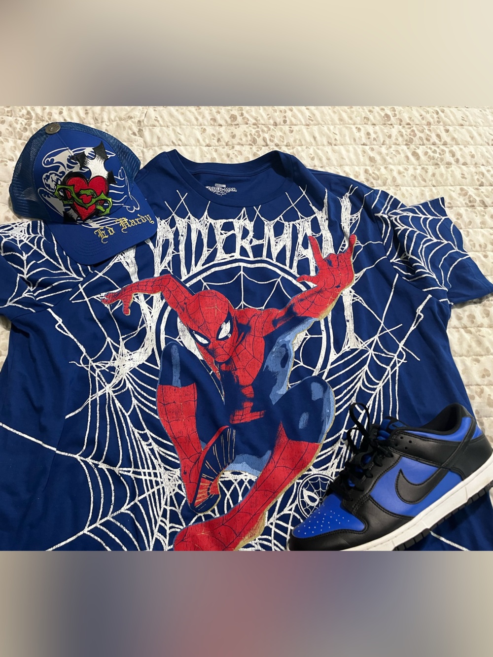 Marvel Spider-Man Kids Blue and Red Web Graphic Tee